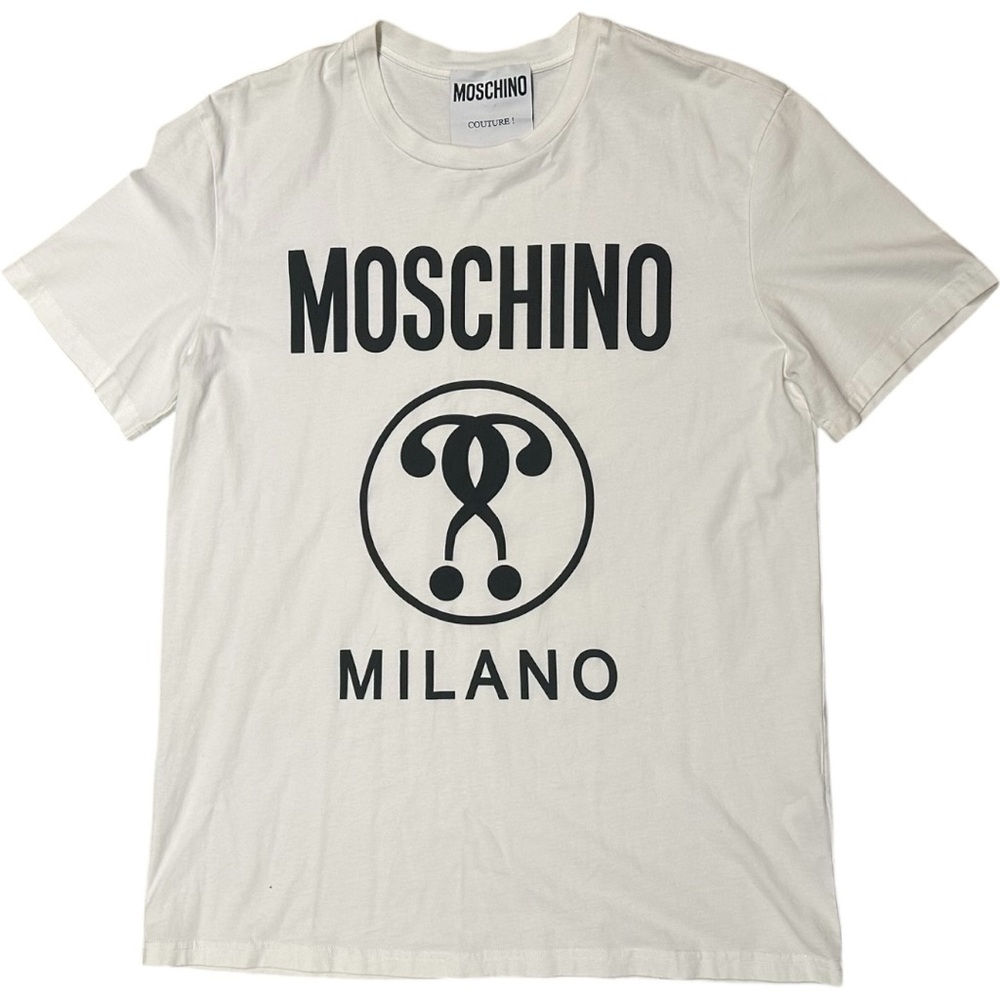 Moschino Couture White Double Question Mark Logo T-Shirt Size L